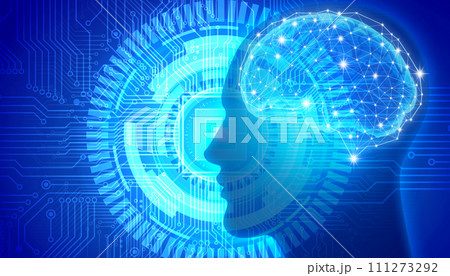 人工知能と青のサイバーデジタル背景イメージ 人工知能と青のサイバーデジタル背景イメージ 111273292