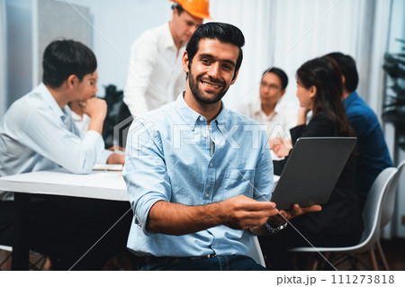 Diverse group of civil engineer and client working on architect. Prudent Diverse group of civil engineer and client working on architect. Prudent 111273818