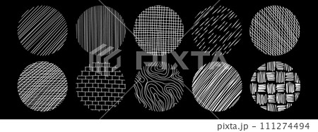 Hatching Pattern Circle Circle patterns with hand drawn linear hatching...のイラスト素材 [111274494 ...