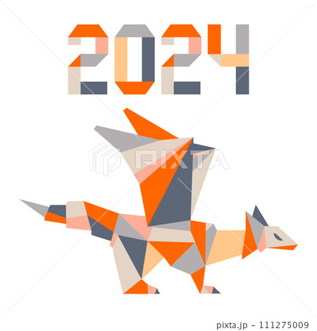 Happy new year Vector illustration Origami Symbol of 2024 on Chinese calendar Year of dragon Happy new year Vector illustration Origami Symbol of 2024 on Chinese calendar Year of dragon 111275009