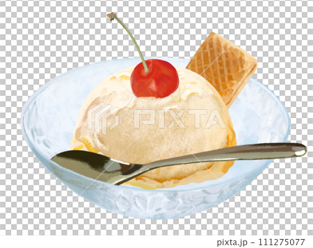 バニラアイス(ウエハース、チェリー、スプーン付き) バニラアイス(ウエハース、チェリー、スプーン付き) 111275077