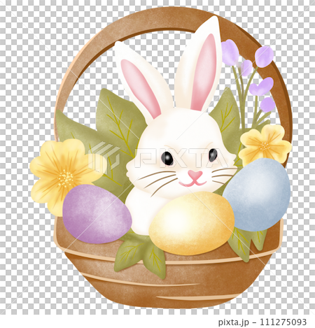 easter bunny and easter eggs 111275093