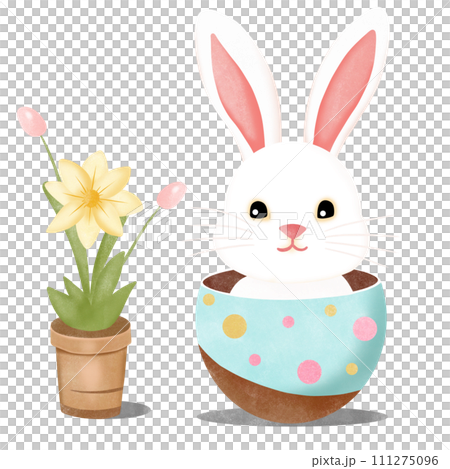 easter bunny and easter eggs 111275096