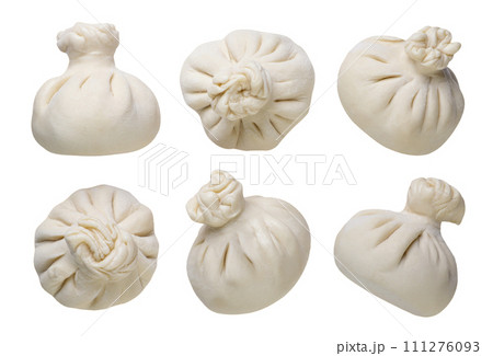 Set of khinkali closeup on a white background. Set of khinkali closeup on a white background. 111276093