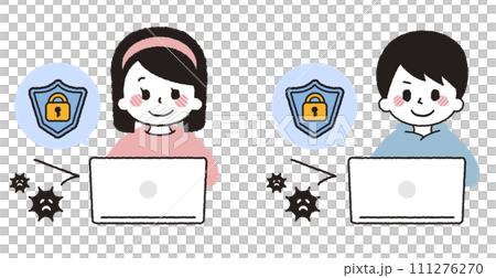 A child operates a computer that is protected against viruses. A child operates a computer that is protected against viruses. 111276270