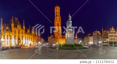 Old Market square in Bruges, Belgium 111276412