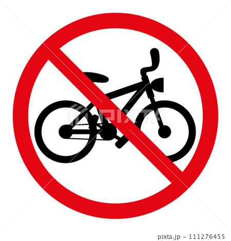 no cycling symbol, prohibitory sign, red crossed out circle symbol with bicycle silhouette no cycling symbol, prohibitory sign, red crossed out circle symbol with bicycle silhouette 111276455