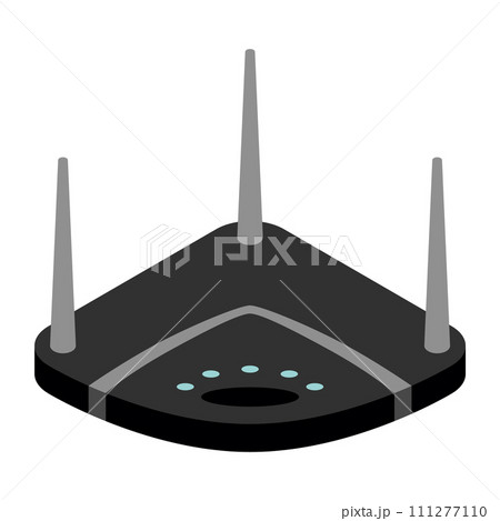 Router isometric icon. Vector wifi router, internet modem for web design isolated on white background 111277110