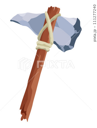 Archeology icon. Ancient artifact, graphic element of antiquity for mobile game, axe object. Greek or egypt archaeology vector illustration 111277240