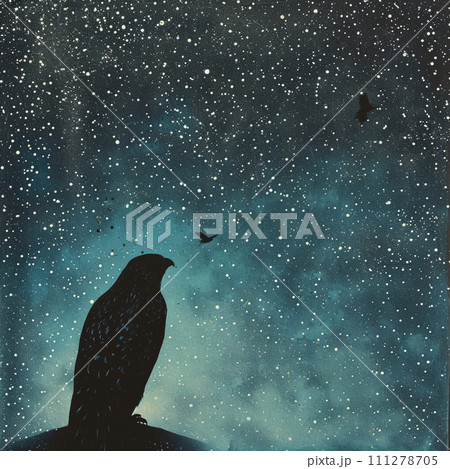 【AI生成画像・AIイラスト】星空と鷹【よだか】 【AI生成画像・AIイラスト】星空と鷹【よだか】 111278705