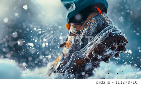 【AI生成画像・AIイラスト】雪の上を走る【ランナー・足元】 111278710