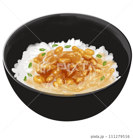 手描きテイスト納豆ご飯 手描きテイスト納豆ご飯 111279516