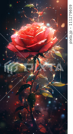 煌めく一輪の赤い薔薇 /AI生成 煌めく一輪の赤い薔薇 /AI生成 111279609