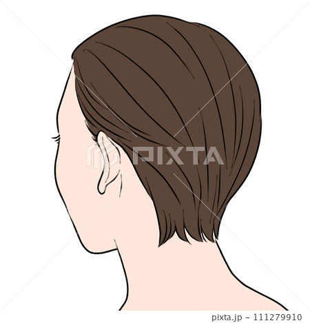 斜め後ろを向いたショートヘアの女性 後頭部 斜め後ろを向いたショートヘアの女性 後頭部 111279910