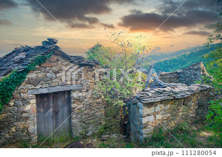 Sunset Over Ardeche Ruins 111280054