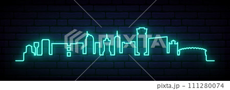 Blue neon skyline of Lusaka. Blue neon skyline of Lusaka. 111280074