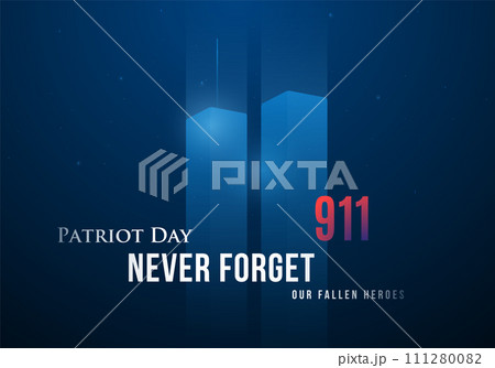 Glowing twin towers on blue background. 111280082