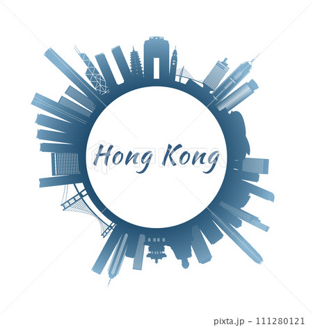 Hong Kong skyline with colorful buildings.  111280121