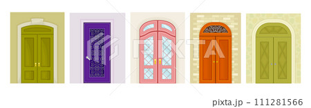 Different Door and Building Entry with Knob Vector Set Different Door and Building Entry with Knob Vector Set 111281566