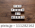 The power of words - word concept on building blocks, text 111282162