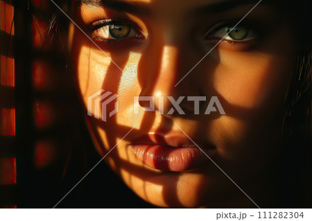 Soulful Gaze Abstract Portrait of a Woman with...のイラスト素材 [111282304 ...