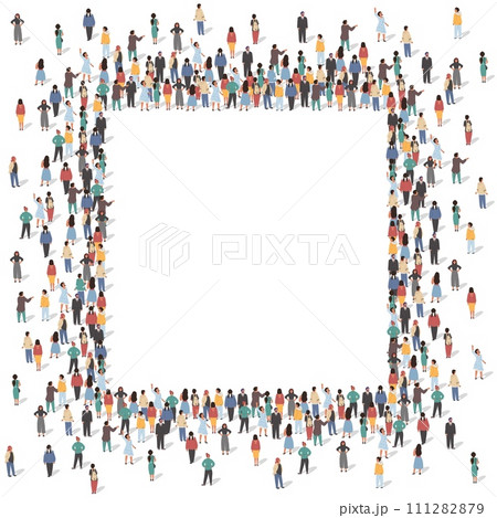 Square frame with different people standing together Square frame with different people standing together 111282879