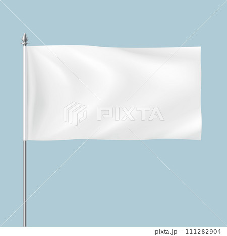 White flag waving in wind realistic vector illustration 111282904