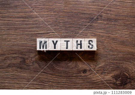 Myths - word concept on building blocks, text 111283009
