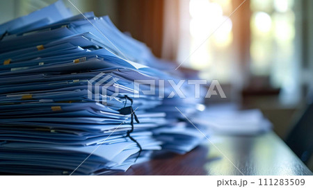 【AI生成画像・AIイラスト】積み重ねたファイル 111283509