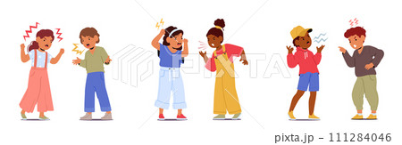 Loud Chaos Erupts As Children Characters Shriek And Shout At Each Other, Their Voices Blending In A Cacophony Of Screams Loud Chaos Erupts As Children Characters Shriek And Shout At Each Other, Their Voices Blending In A Cacophony Of Screams 111284046