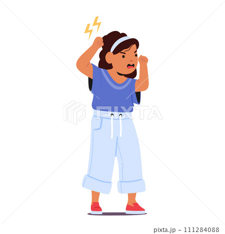 Furious Child Scream, Face Contorted In Rage, Tiny Fists Clenched. Unbridled Frustration Erupts, A Tempest Of Emotions 111284088