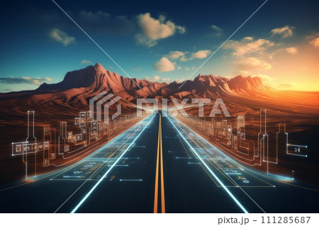 mountain highway, modern technology and innovative processes, networking and big data mountain highway, modern technology and innovative processes, networking and big data 111285687