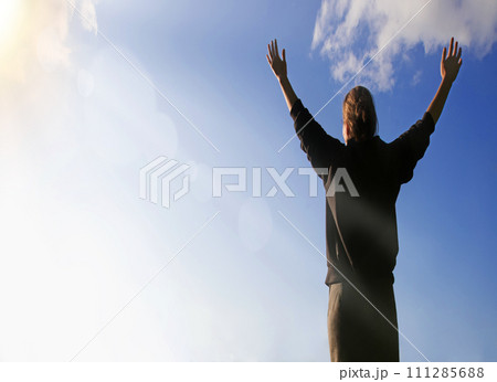 Happy girl pray to God Happy girl pray to God 111285688