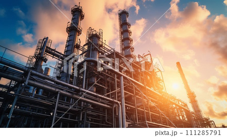 large chemical plant and smoke pipes, afternoon large chemical plant and smoke pipes, afternoon 111285791