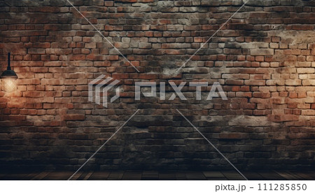 Red brick wall texture background with backlight 111285850