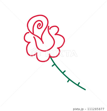 Rose hand drawn single icon. Vector color line illustration isolated on white background. Rose hand drawn single icon. Vector color line illustration isolated on white background. 111285877
