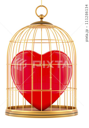Red heart inside birdcage, 3D rendering Red heart inside birdcage, 3D rendering 111286134
