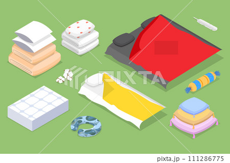 3D Isometric Flat Vector Set of Bedroom Items 111286775