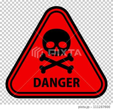 Skull mark danger warning sign 111287600
