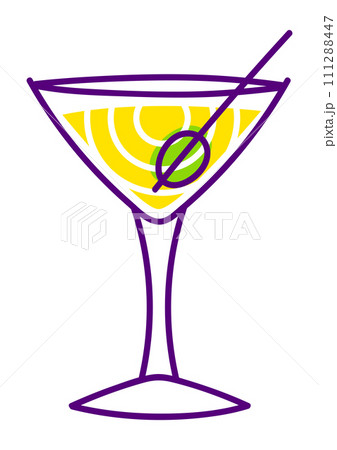 Martini cocktail in glass. Alcoholic drink illustration. Martini cocktail in glass. Alcoholic drink illustration. 111288447