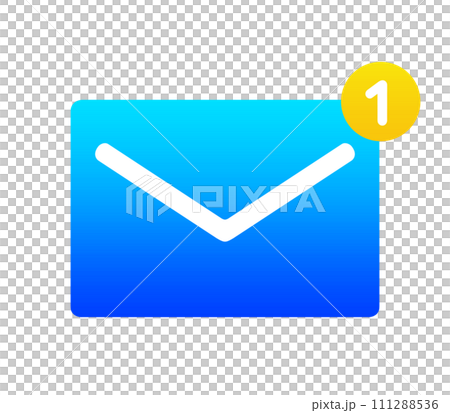 帶有藍色漸變通知徽章的電子郵件圖標 111288536