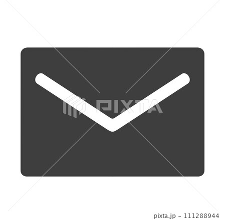 シンプルな黒色のメールアイコン	 111288944