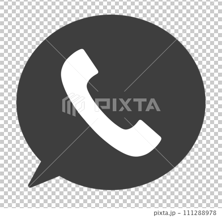シンプルな黒色の電話と吹き出し	 111288978