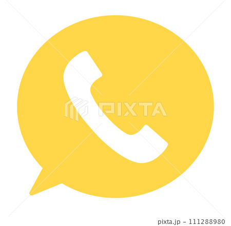 シンプルな黄色の電話と吹き出し	 111288980