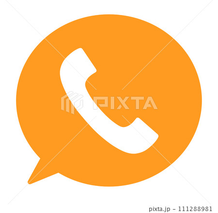 シンプルなオレンジ色の電話と吹き出し 111288981