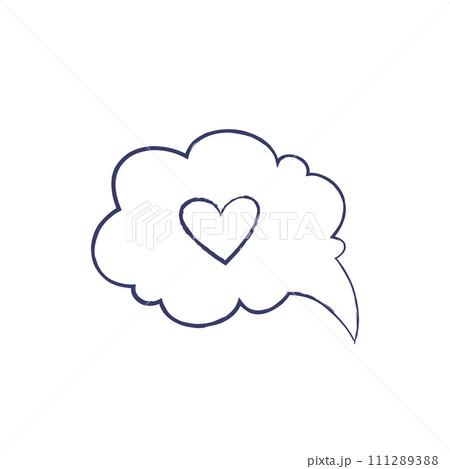 Isolated Hand Drawn Speech Bubble with heart 111289388