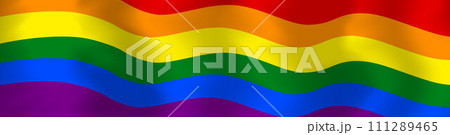 LGBT banner. LGBTQ Rainbow flag background. Vector illustration of sexual minorities symbol in six colorful colors 111289465
