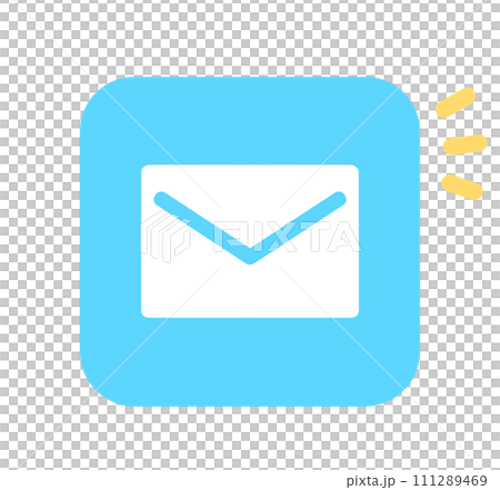 シンプルな水色のメールアイコン	 111289469