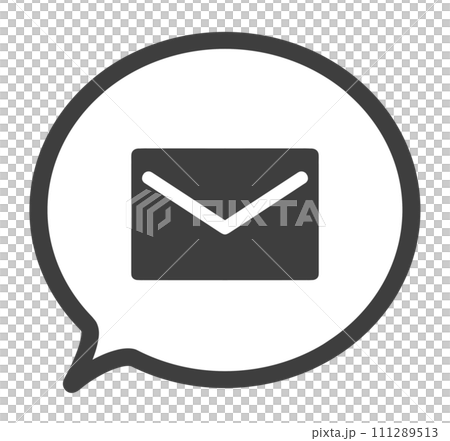 シンプルな黒色のメールと吹き出し シンプルな黒色のメールと吹き出し 111289513
