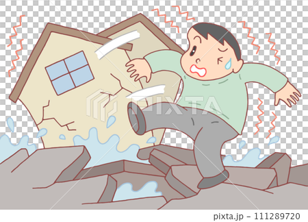 Natural disasters - Earthquakes, earthquake disasters, ground cracks, liquefaction 111289720
